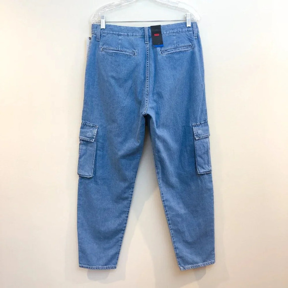 Levi's Cool Eco Performance Baggy High Waist Cargo Chambray Denim Pants 29 NWT - Picture 10 of 15